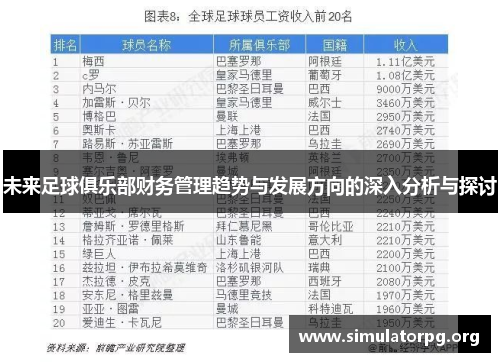 未来足球俱乐部财务管理趋势与发展方向的深入分析与探讨